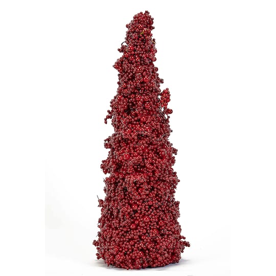 18" Red Holly Berries Artificial Christmas Tree Tabletop Décor